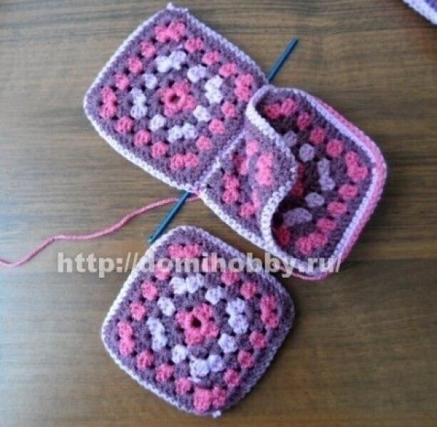 Вязание следков из квадратов