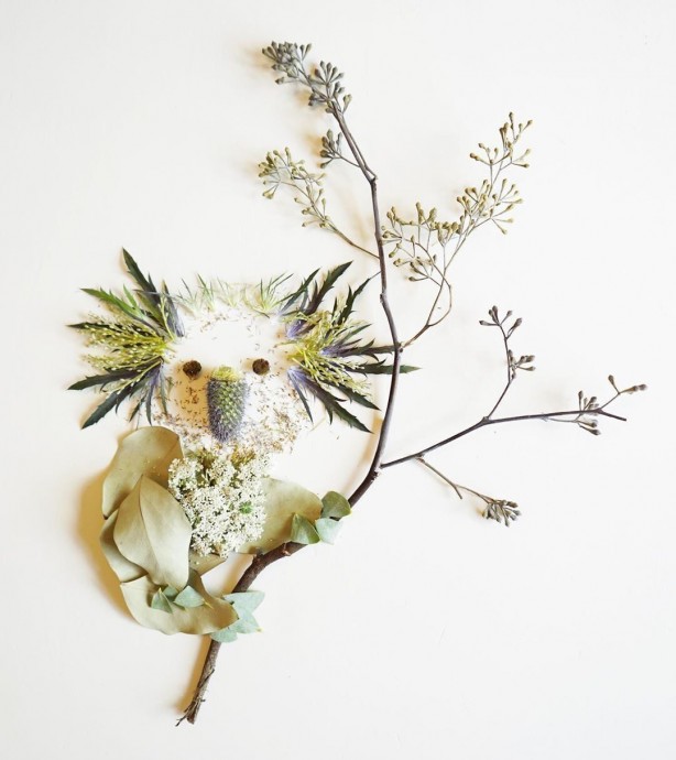 Прекрасные работы из лепестков цветов и листьев Прекрасные работы из лепестков цветов и листьев