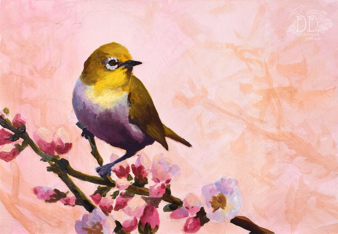 Урок рисования акриловыми красками: рисуем "Белоглазку", часть 2