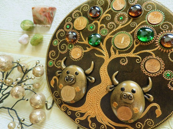​Создаём ключницу "Бычки и дерево изобилия": часть 1