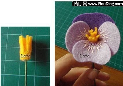 ​Цветы из фетра: анютины глазки