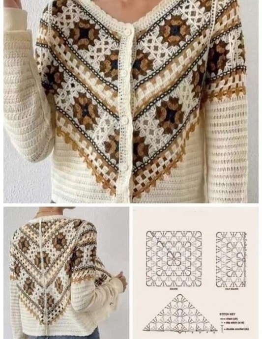 Кофта крючком из мотивов Кофта крючком из мотивов
