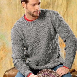 Мужской джемпер с узором "Ёлочка" спицами