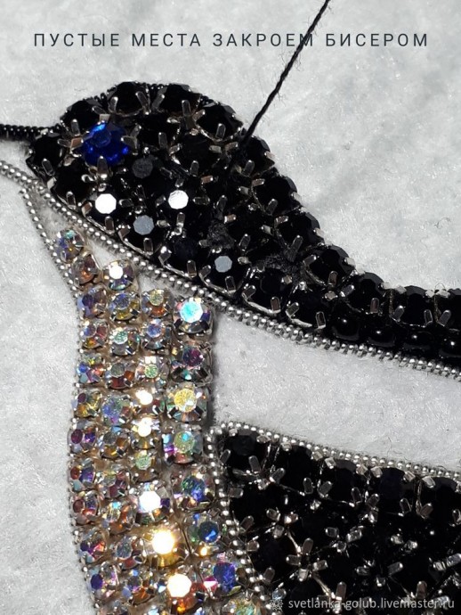 Вышиваем искрящуюся брошь "Пингвин": часть 2