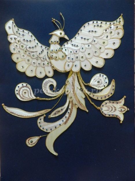 Декоративное панно "Жар-птица" из соломки: часть 6