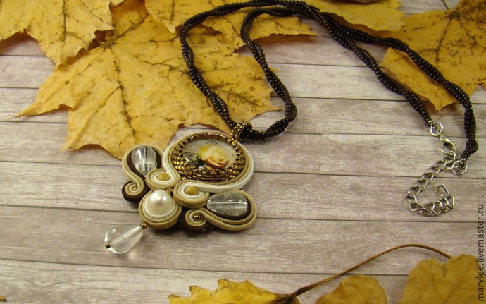 ​Создаем нежный кулон "English rose": часть 5