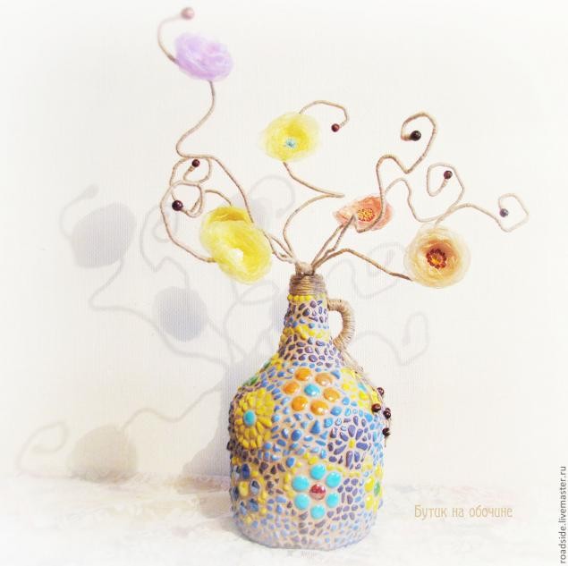 ​Мозаичное дерево: декорируем бутыль