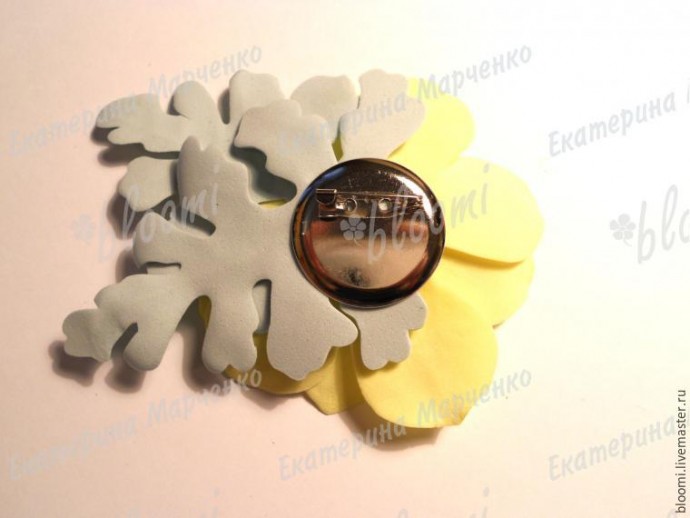 Делаем брошь с анемоной и цинерарией