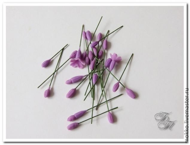 Лепим веточки лаванды из полимерной глины без использования молдов: часть 2