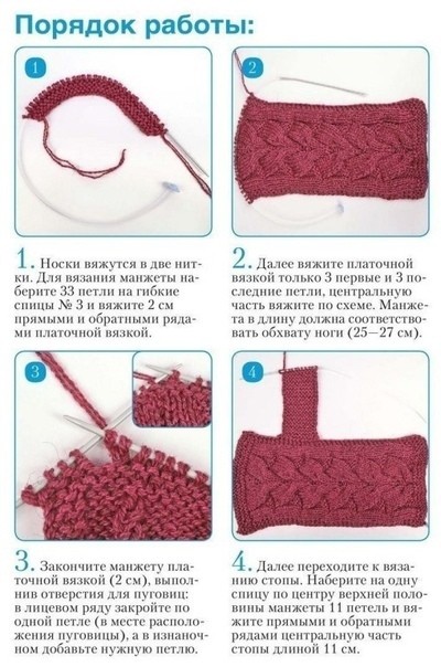 ​Сапожки-тапочки спицами