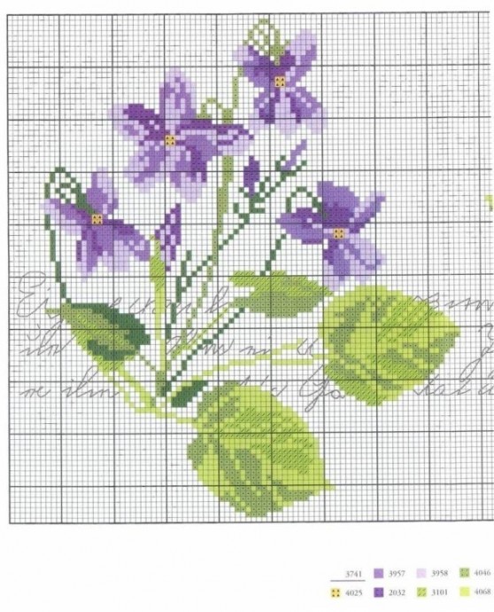 ​Вышиваем крестиком фиалки