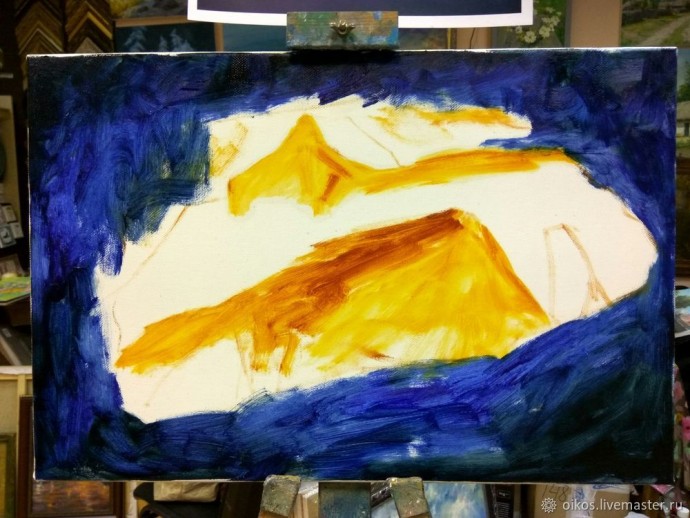 ​Картина маслом на холсте на тему сказочного мира гор и зимних грез: часть 1