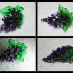 Заколка "Сирень" в технике витраль: часть 2