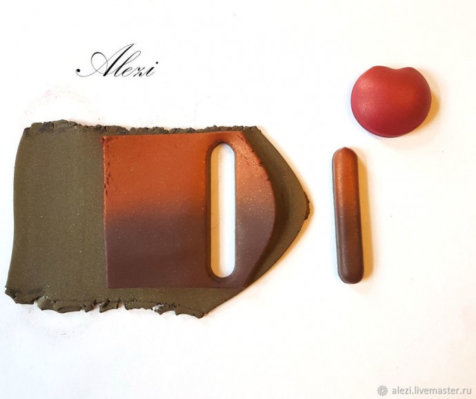 Брошь "Вишнёвая нотка" из полимерной глины