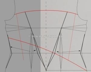 Моделирование платья с диагональными складками на полочке