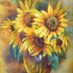 Картина из шерсти "Подсолнухи": часть 1