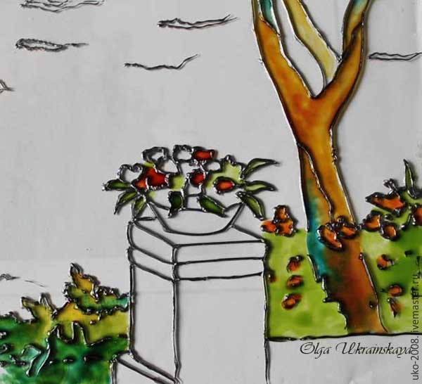 Средиземноморский пейзаж в витражной технике: часть 3