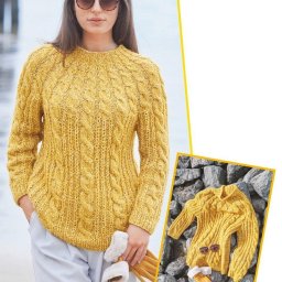 ​Желтый пуловер с круглой кокеткой