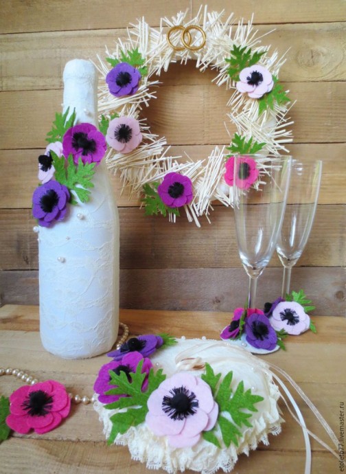 Декорируем аксессуары изящными анемонами и нежным кружевом к свадьбе: часть 2 Декорируем аксессуары изящными анемонами и нежным кружевом к свадьбе: часть 2