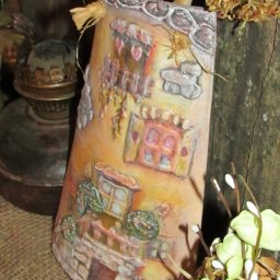 Объёмный декупаж на черепице "Маленькие домики": часть 1