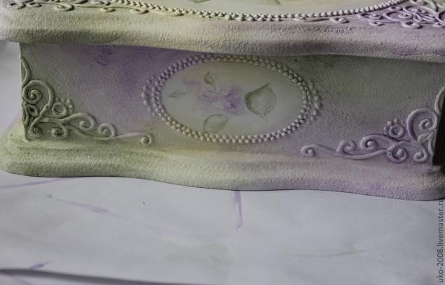 Процесс имитации филиграни и роспись акриловыми красками шкатулки: часть 2