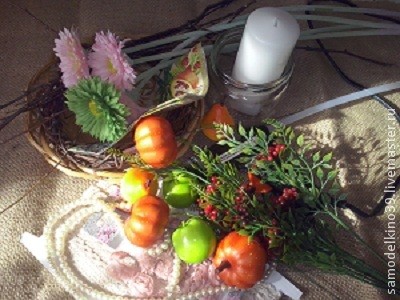 Создание осенней композиции с плетеным веночком и свечой: часть 1 Создание осенней композиции с плетеным веночком и свечой: часть 1