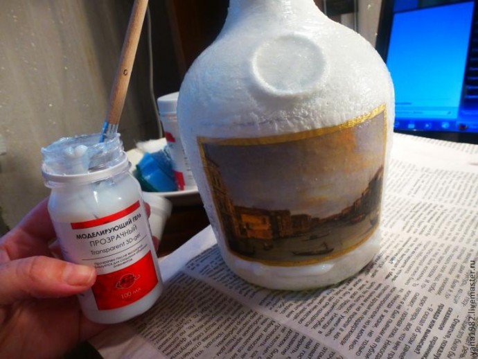 ​Делаем праздничную бутылочку с двусторонним декупажем: часть 2