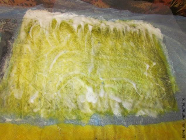 Валяние шарфа в технике нунофелтинг: часть 2