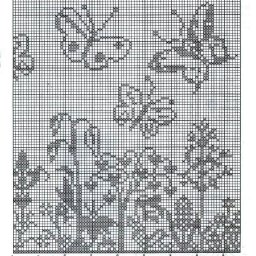 ​Филейное вязание с бабочками