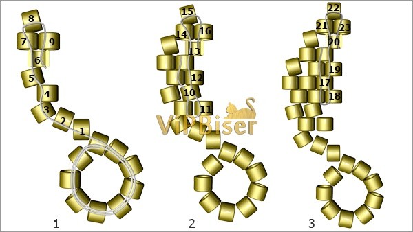 ​Маленький листик из бисера