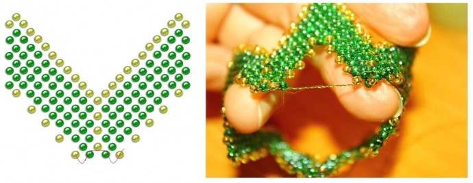 Зеленый цветок из бисера