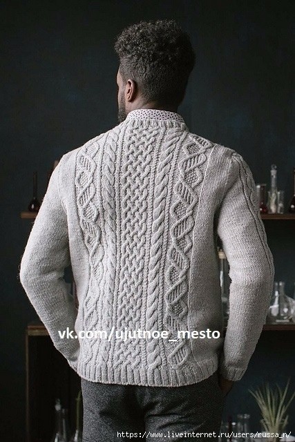 Красивый мужской свитер спицами