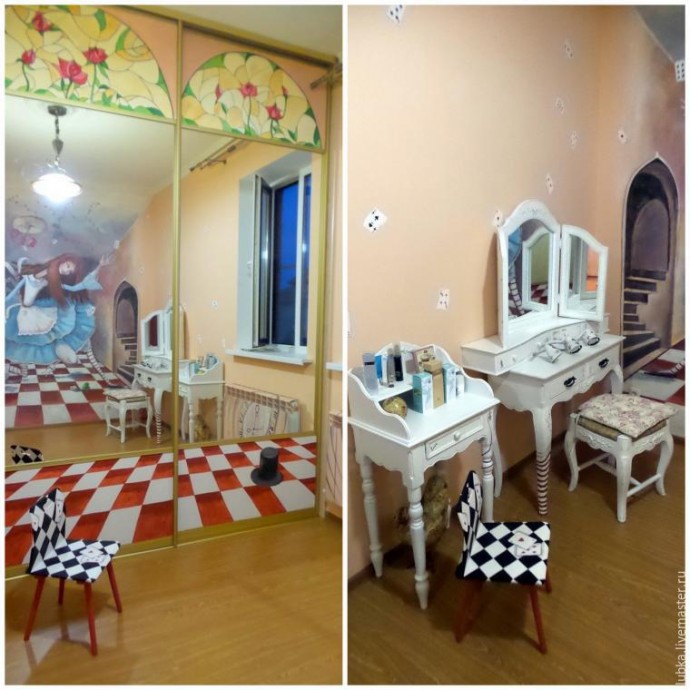 Расписываем стульчик в стиле "Алиса в стране чудес": часть 2