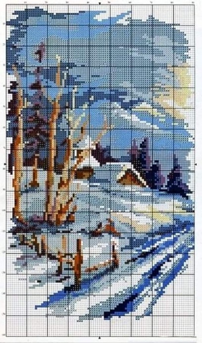 Вышиваем зимние пейзажи: часть 5