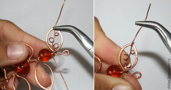 ​Делаем украшение из старых бус "Осенние листочки": часть 2