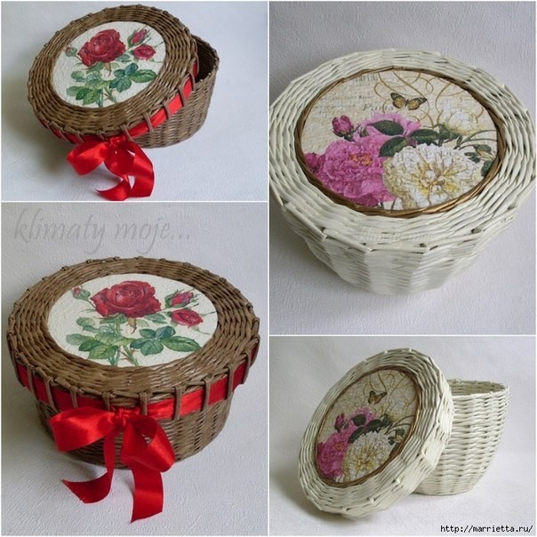 ​Круглая плетеная шкатулочка