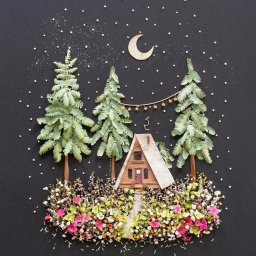 Лесные пейзажи из натуральных материалов