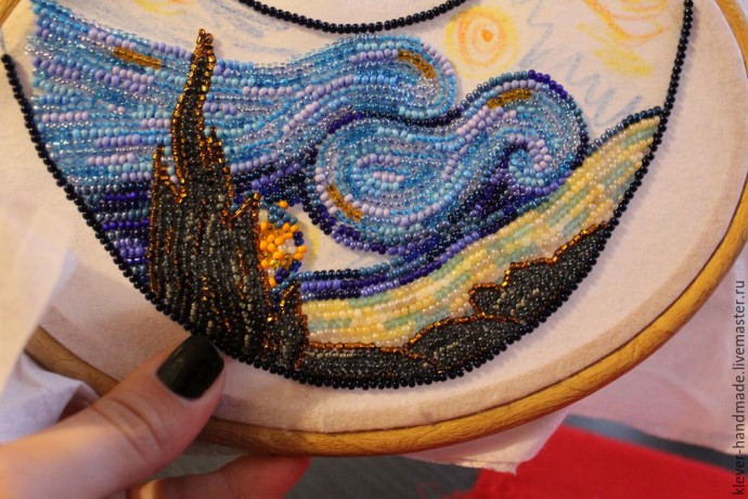 ​Создаем колье из бисера "Звездная Ночь": часть 3