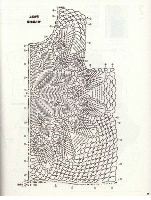 Жакет крючком с крупным узором спереди Жакет крючком с крупным узором спереди