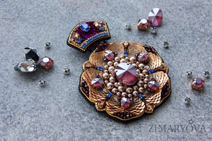 Мастерим брошь-цветок "Flower of the Universe": часть 4