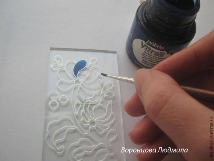 Витражный фонарик в стиле "Гжель": часть 1