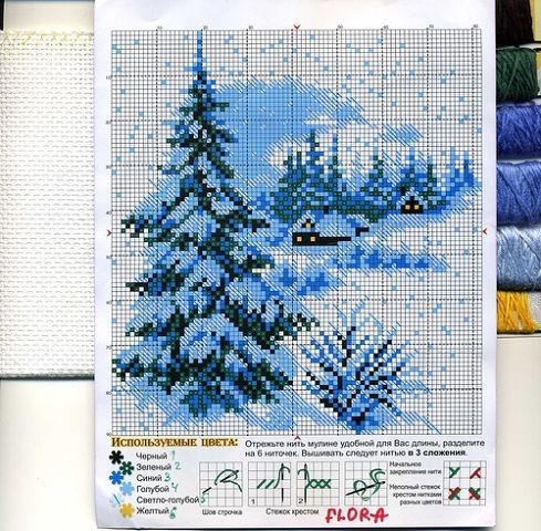 ​Вышиваем зимние пейзажи: часть 1