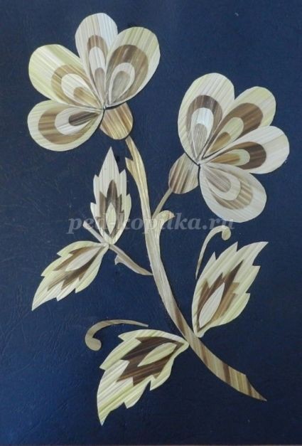 Цветочное панно из соломки: часть 3