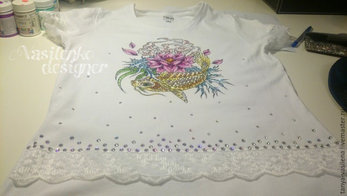 Декорируем футболку "Легкий бриз" стразами Swarovski: часть 3