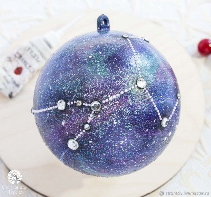 ​Декорируем елочный шар "Созвездие Тельца (Быка)": мастер-класс, часть 2