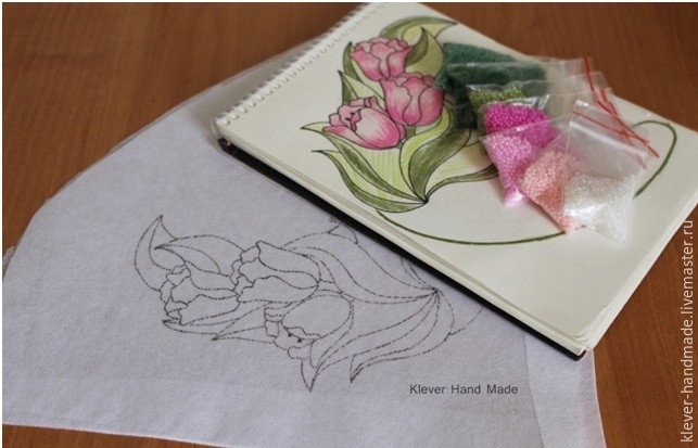 ​Создаем колье "Тюльпаны в саду" в технике вышивки бисером