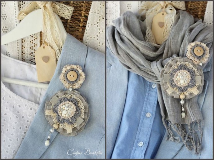 ​Текстильные броши и кулоны