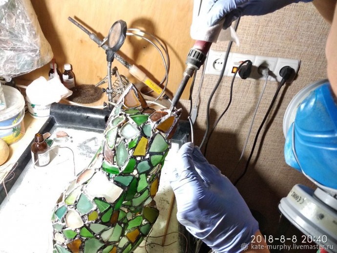 Делаем витражную статуэтку котика из морского стекла