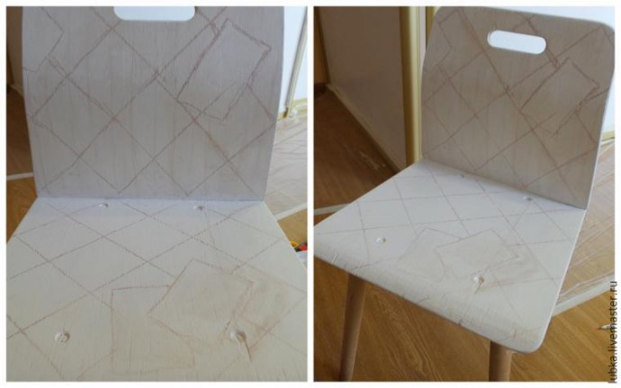 Расписываем стульчик в стиле "Алиса в стране чудес": часть 1