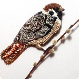 Вышиваем брошь "Воробей" с текстильным крылом: часть 4